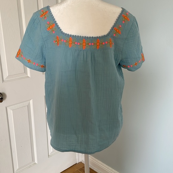 Boden boho embroidered top in heron blue size 8 - Picture 5 of 5